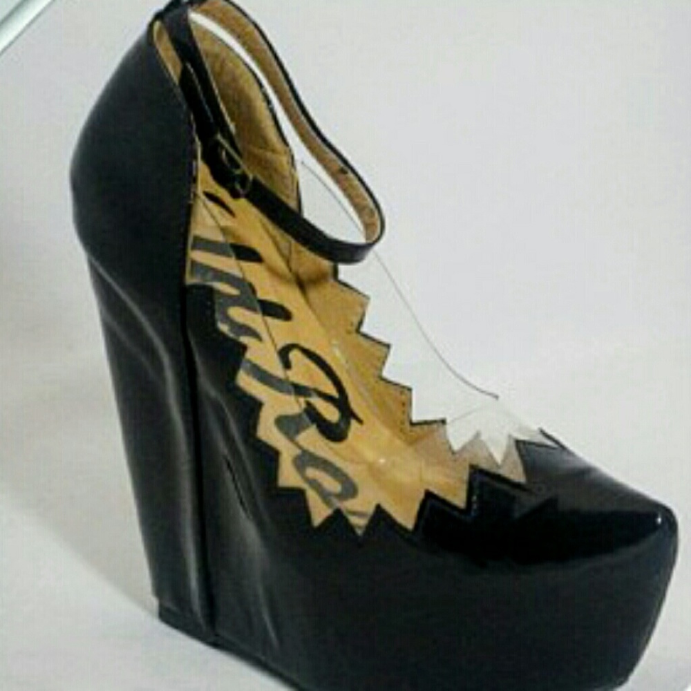 Black Patent and Lucite Wedge Shoe (NIB)